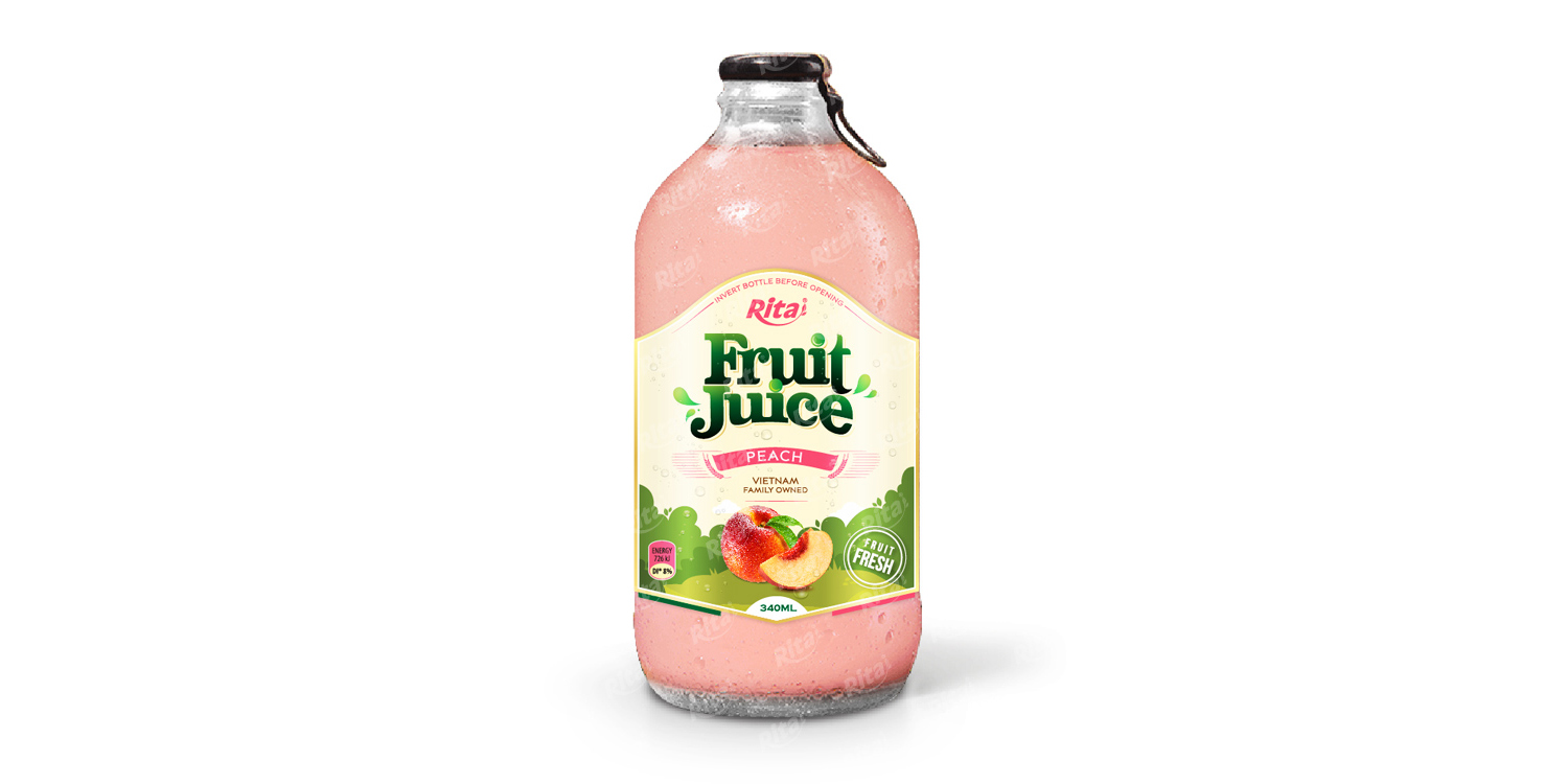 Peach fruit juice 340ml glass bottle 