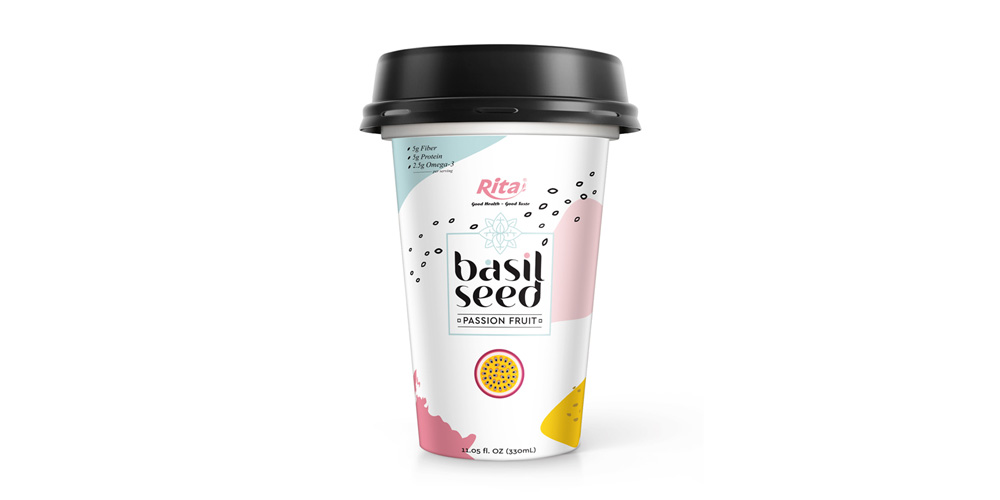 Basil seed drink with flavor passion juice