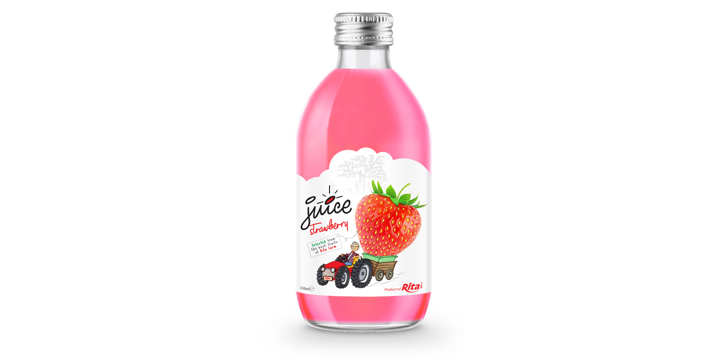 glass 320ml fruit trawberry juice private label brand