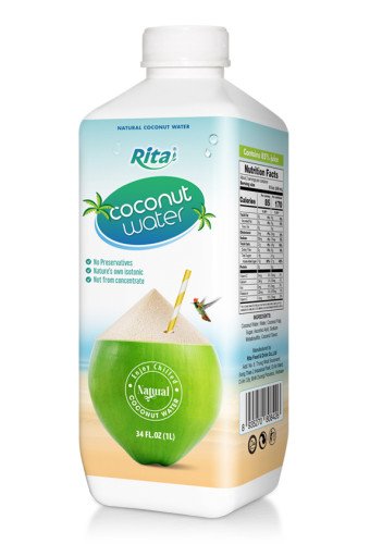 Rita Natural Coconut Water 1L PP Bottle – Square Shape Design